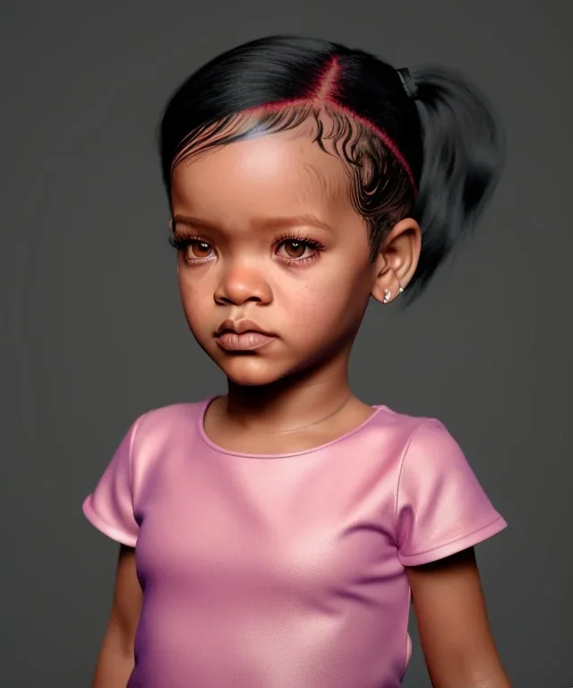 Rihanna toddler, full body, soft skin, dramatic lighting, hyper realistic