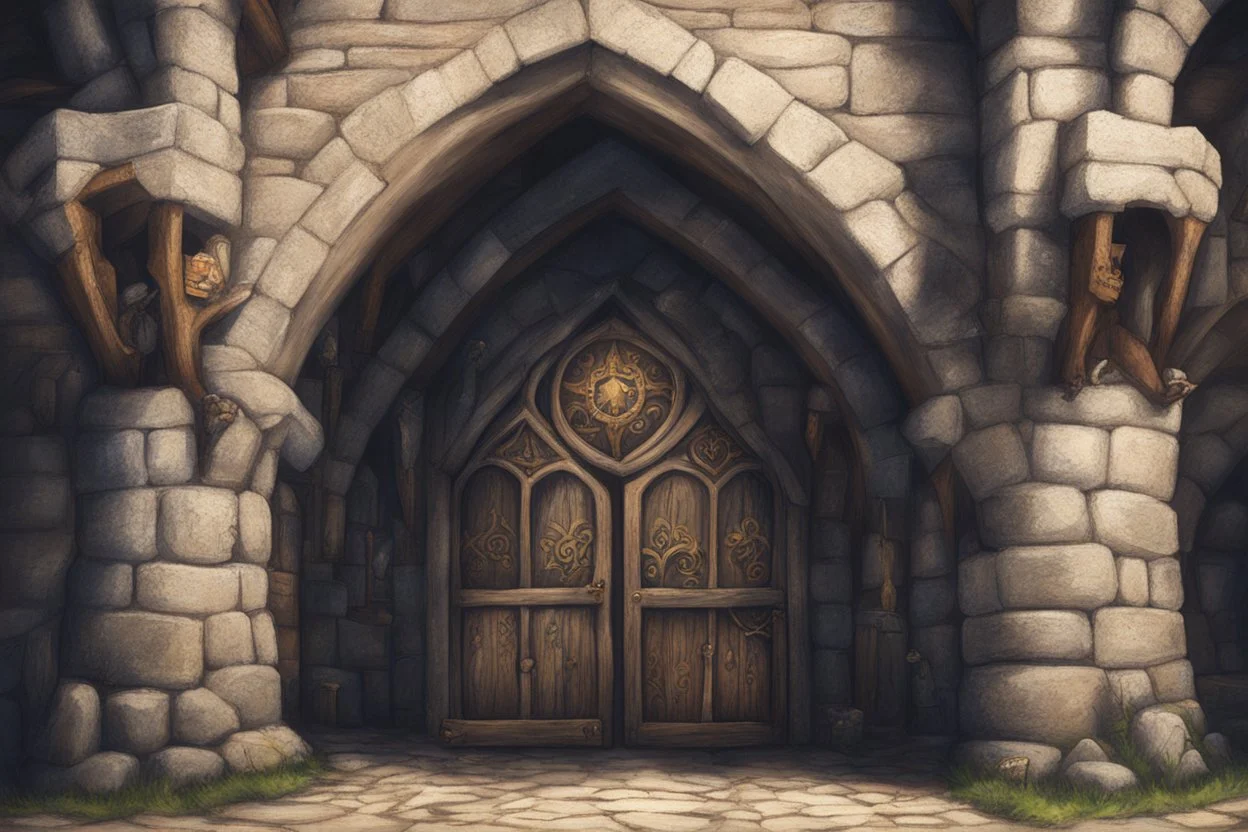 medieval open door