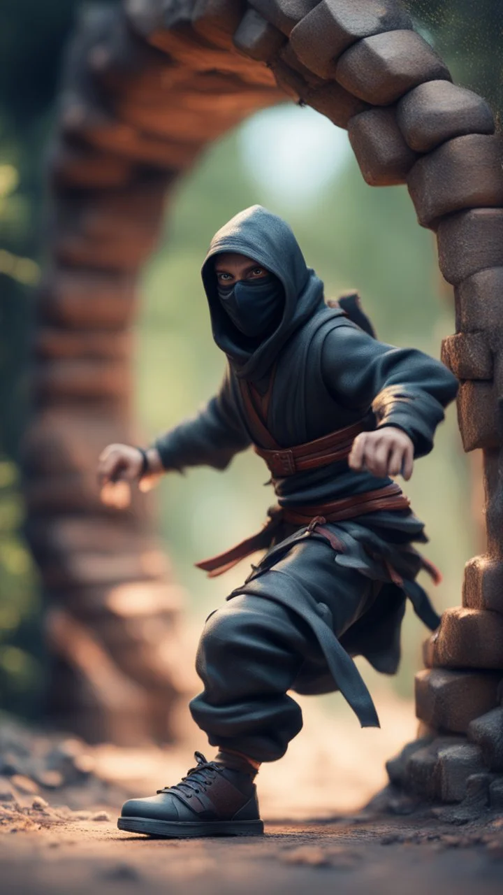 portrait of wilderness ninja stepping through portal wearing clawed shoes,bokeh like f/0.8, tilt-shift lens 8k, high detail, smooth render, down-light, unreal engine, prize winning