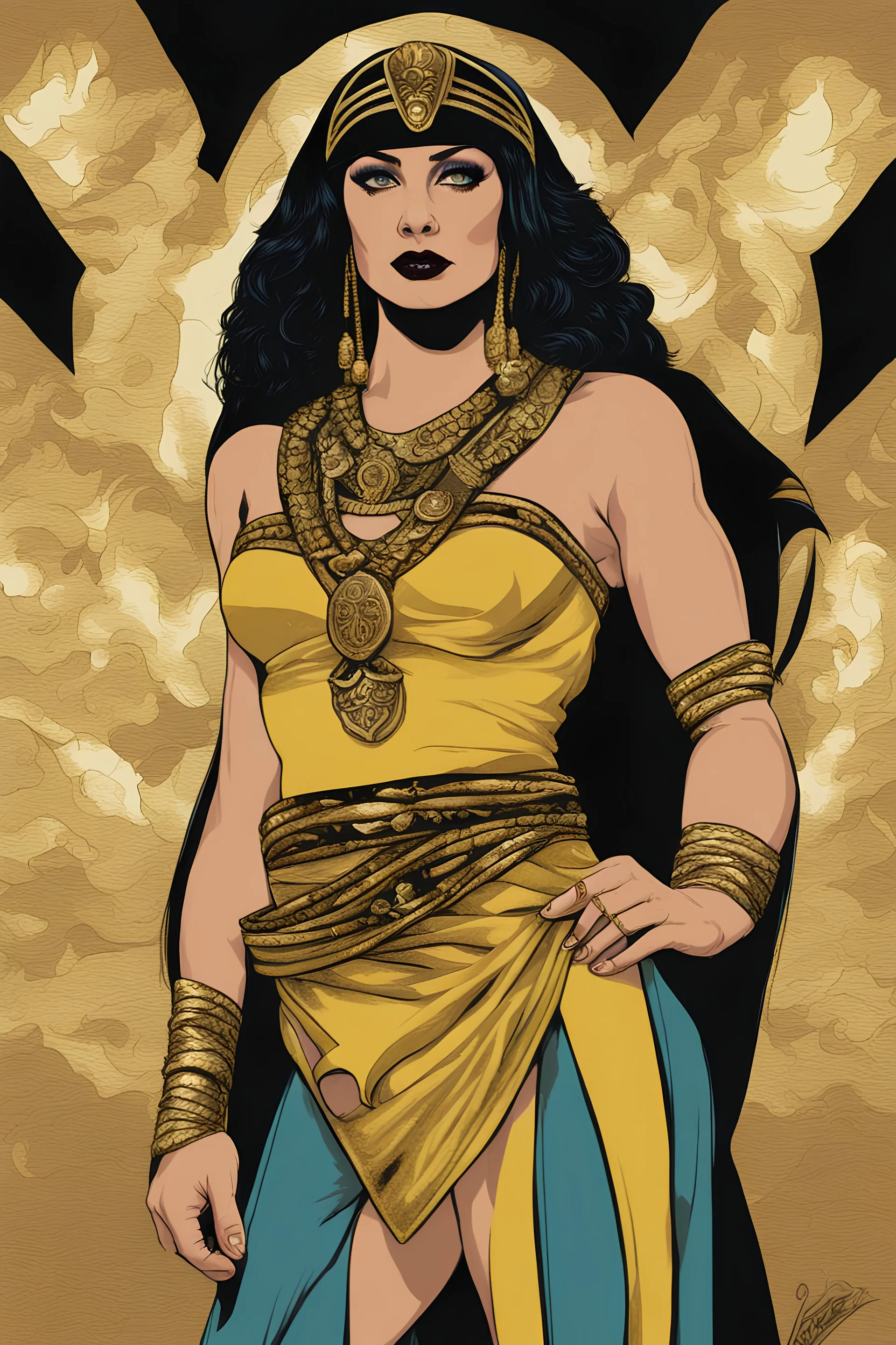 The super-heroine Cleopatra Rambo wearing crushed velvet,by artist "Ingrid Umber",by artist "Sienna Lamberts"