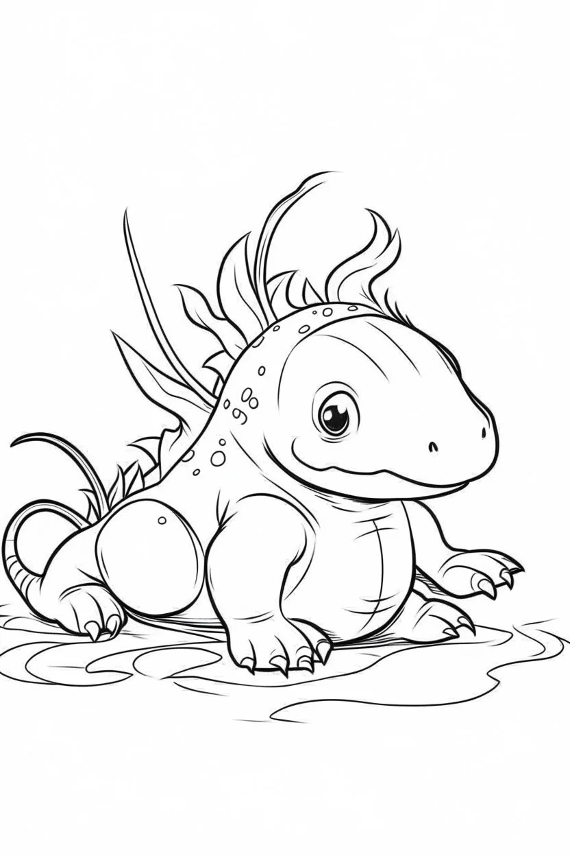 outline art for Axolotl Larva coloring pages with sitch, white background, Sketch style, full body, only use outline, toddlers style, clean line art, white background, no shadows and clear and well outlined.