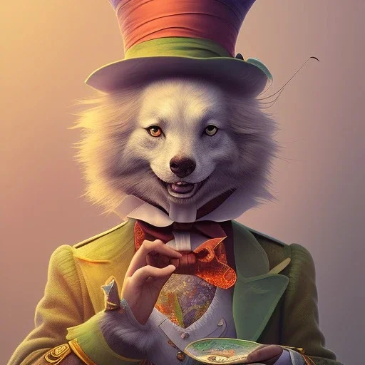 "Mad Hatter" book character of "Alice in the wonderland", detailed eyes, elegant,sarcastic smile, by Disney,Chie Yoshii,Brian Kesinger,Gediminas Pranckevičius,Kilian Eng,reg Rutkowski,