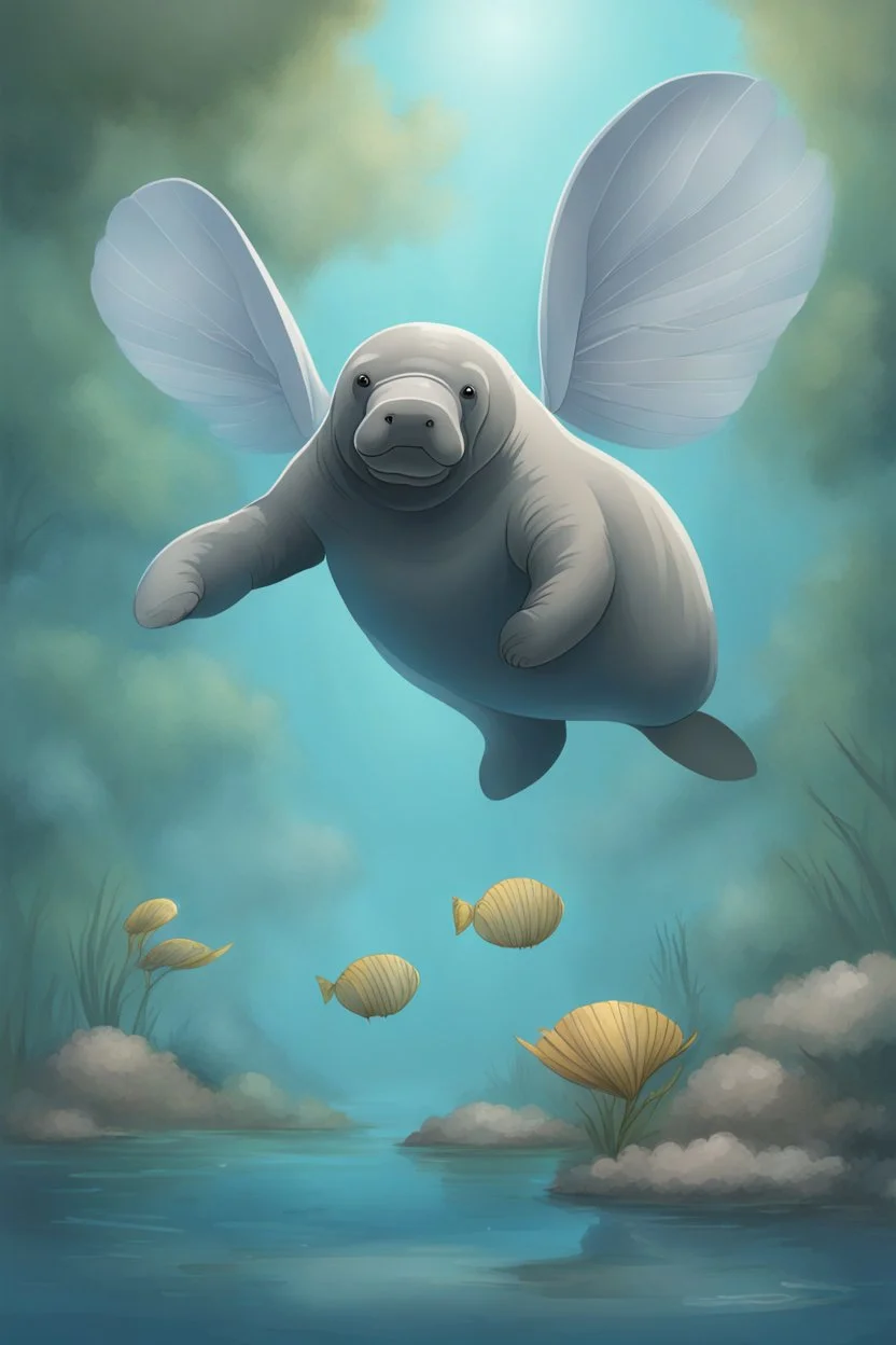 a manatee with wings