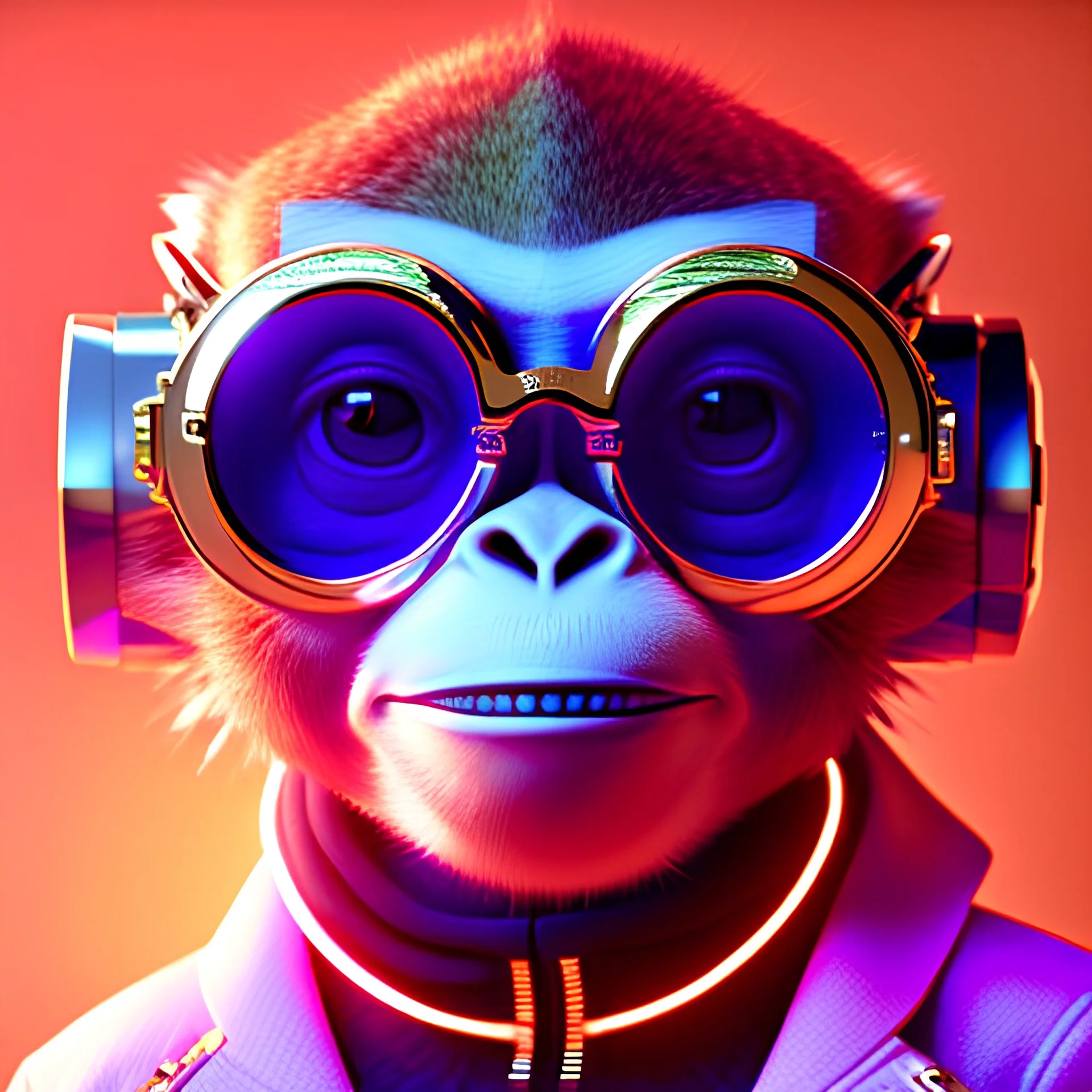 pixar style anamorphic cute cyberpunk monkey baby,sunglass, smiling,gangsta gold neckless, full body, magenta puffer jacket, manila city backdrop, dramatic lighting, hyper realistic, unreal engine 5, 16k