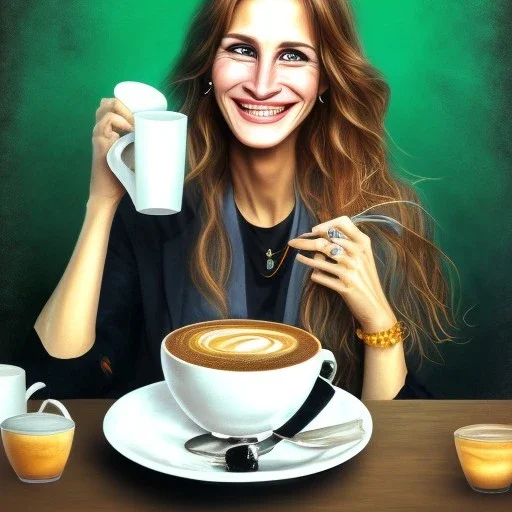 Me having coffee with a happy Julia Roberts