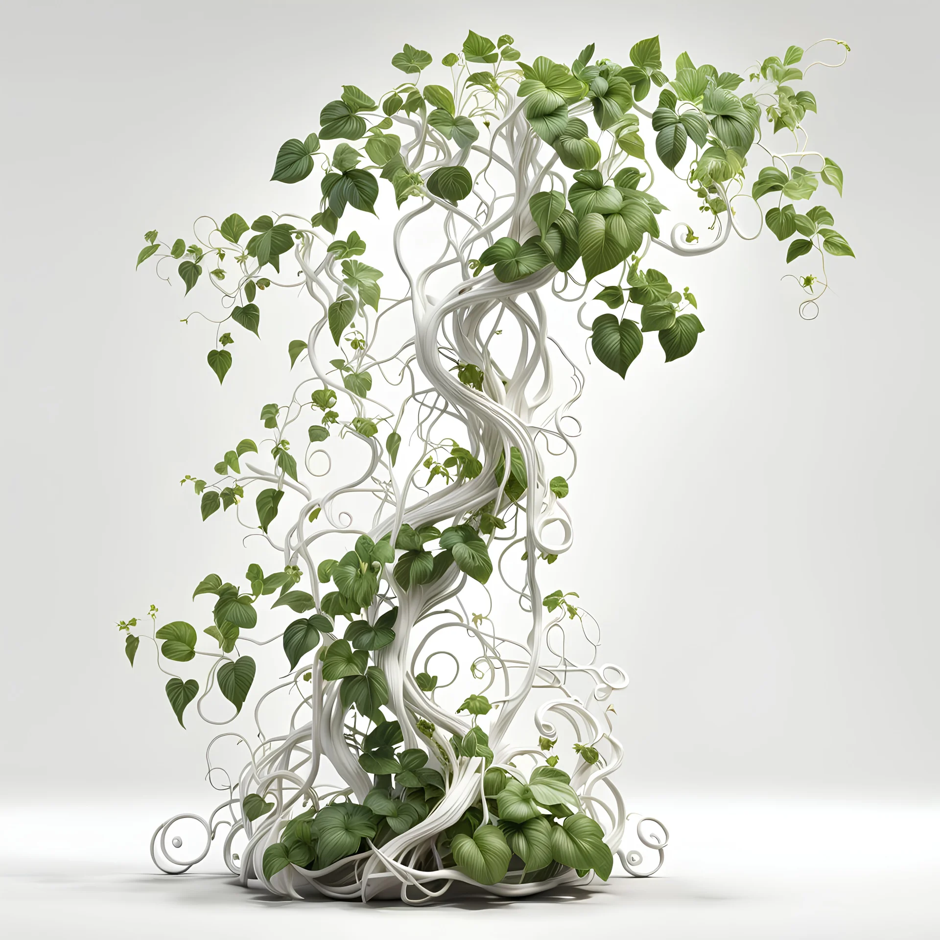 3D rendering of Expressively detailed and intricate of a hyperrealistic “vines”: side view, scientific, single object, glossy white,