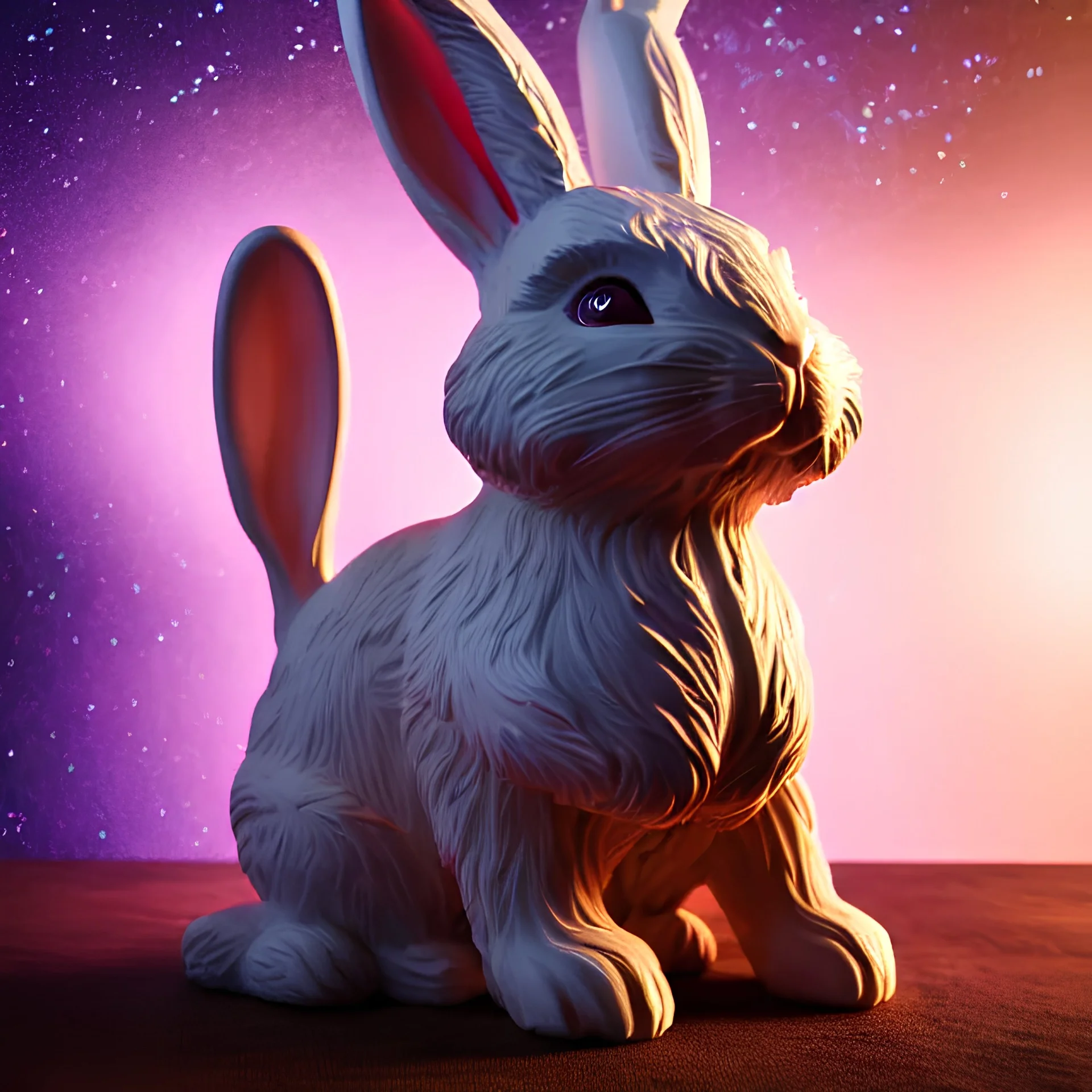 A cute otherworldly bunny rabbit, majestic, highly intricate,statue,Realistic photography, incredibly detailed, ultra high resolution, 8k, octane lighting,