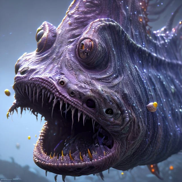 fluid ink angler fish creature, unreal engine 5, 8k resolution, photorealistic, ultra detailed
