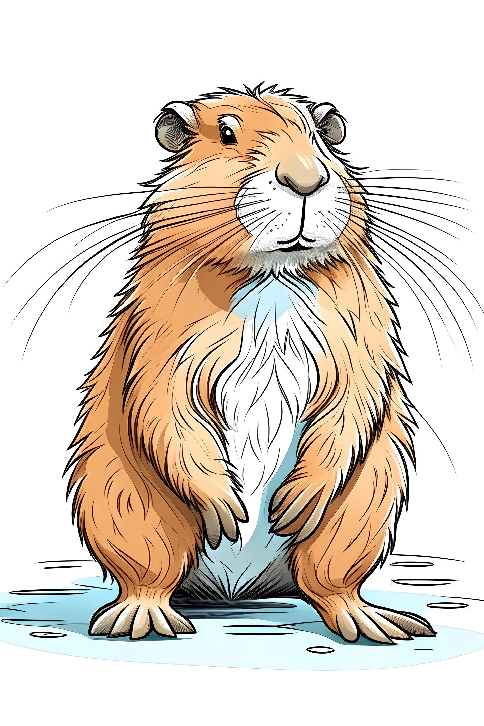 Outline art for nutria full body ,color book, sketch style, white background,clean lines,no shadows and we'll uotlined, low details