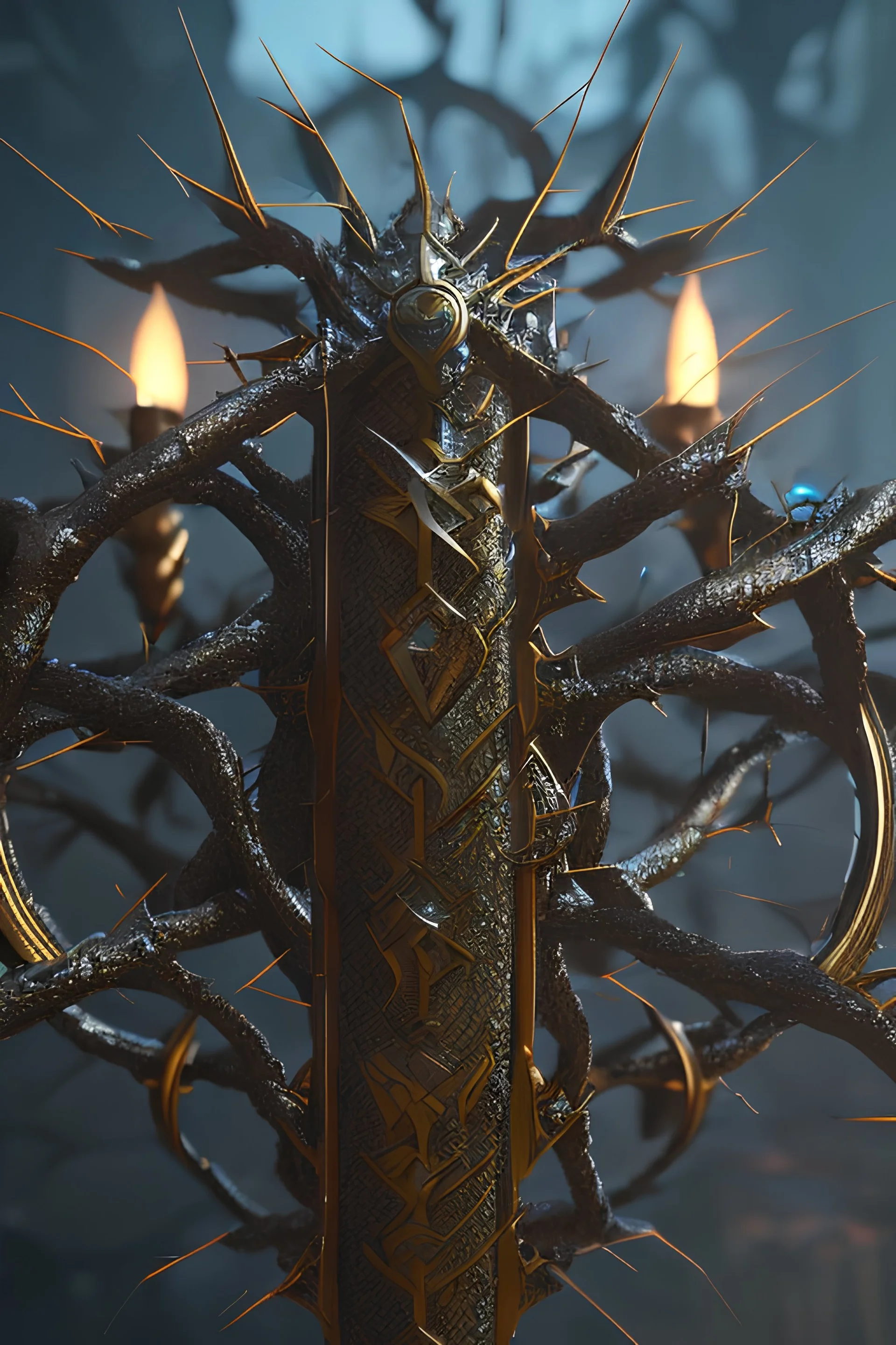 crown of thorns, black background, cinematic lighting, 4k resolution, smooth details.