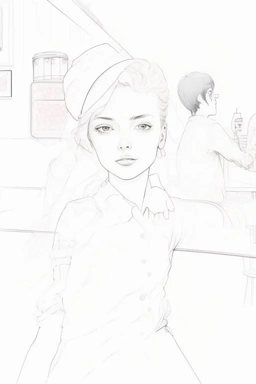 2 girl and 1 boy in cafe with color