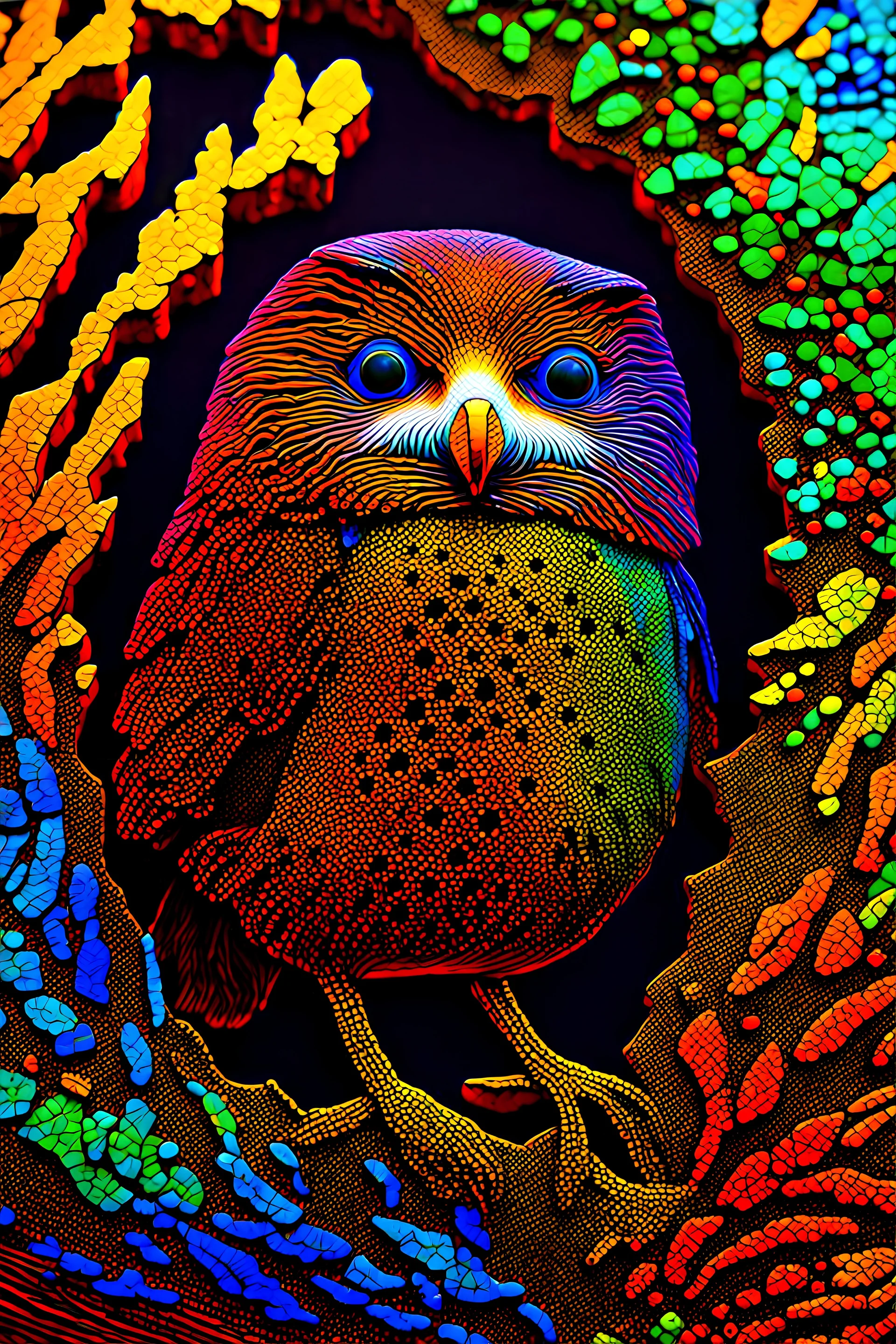 Micromosaic, Wood-Carving, Wildlife Photography, Hyperspectral Imaging, Calotype, Lens Flare, Colorful, Electric Colors, 4-Dimensional, Extradimensional, 8K