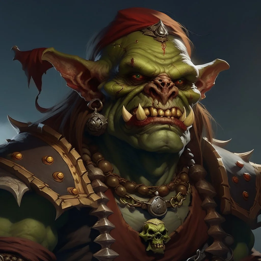 Large proud and orederly pirate orc dnd digital art