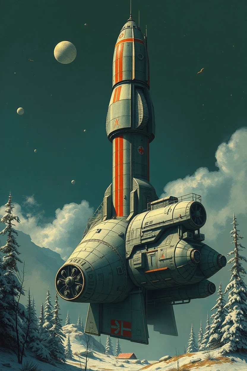 Comunist russian spaceship concept art, brutalism