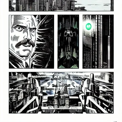 Futuristic, cyberpunk, Friedrich Nietzsche, comic style