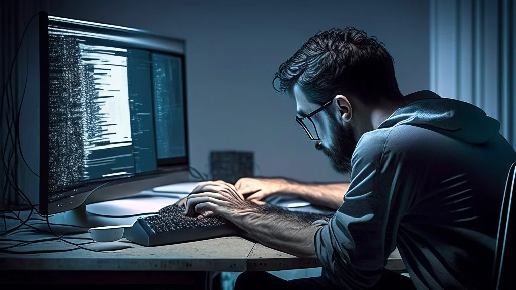 man working in a computer