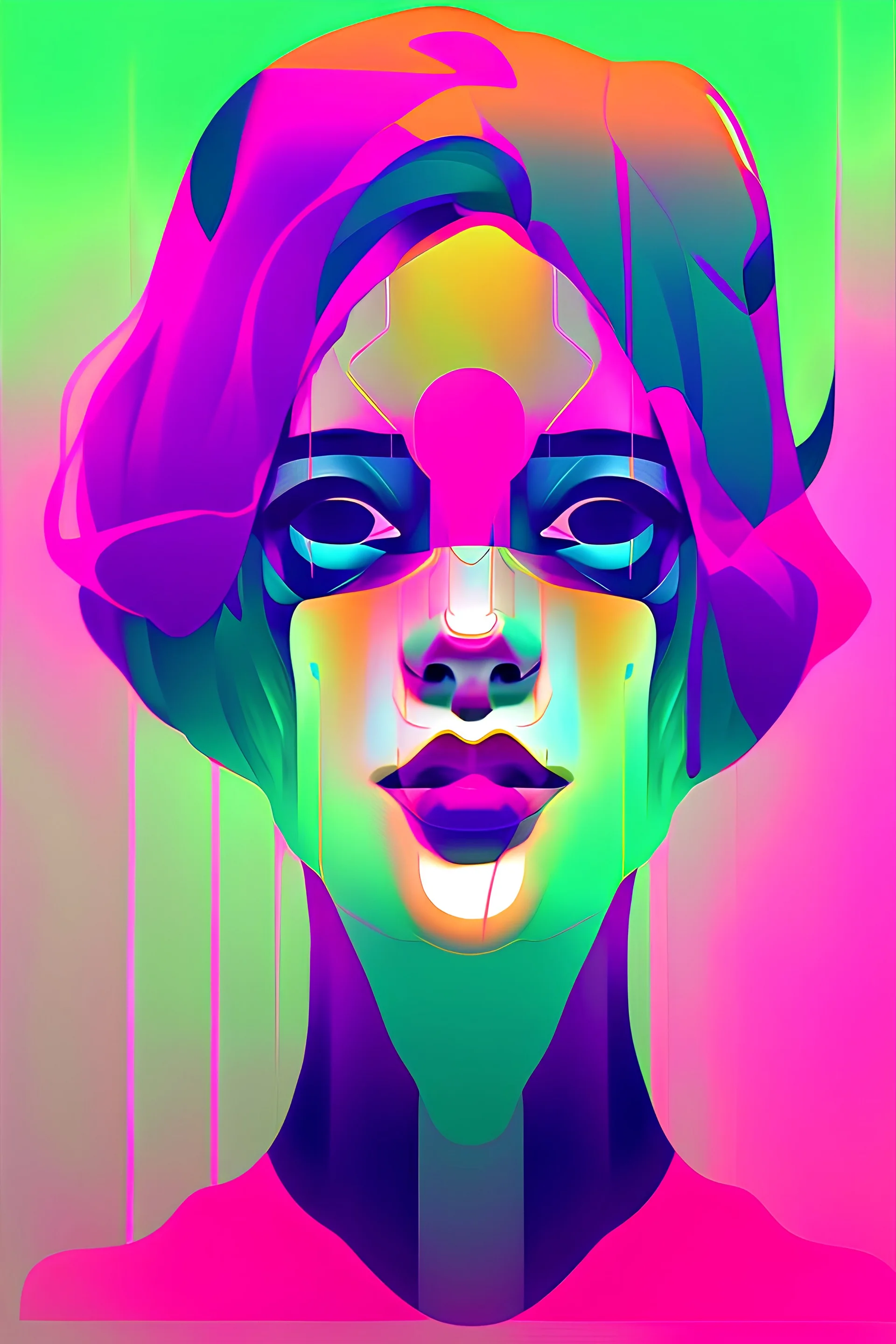 Abstract portrait of woman with glitch effect illustration generative ai