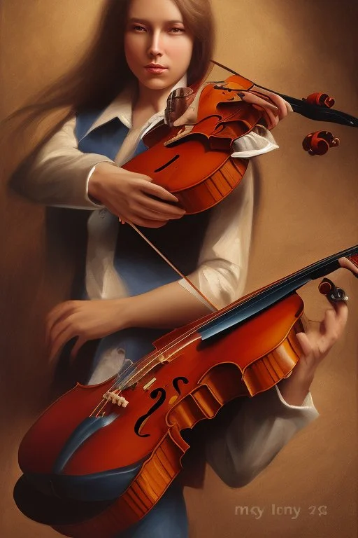 Oil painting violin