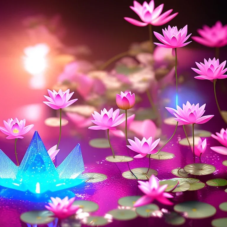 one big crystal subtle lotus iwith a beautiful fairy, delicate colors, finely tuned detail, ultra high definition, 8 k, unreal engine 5, ultra sharp focus