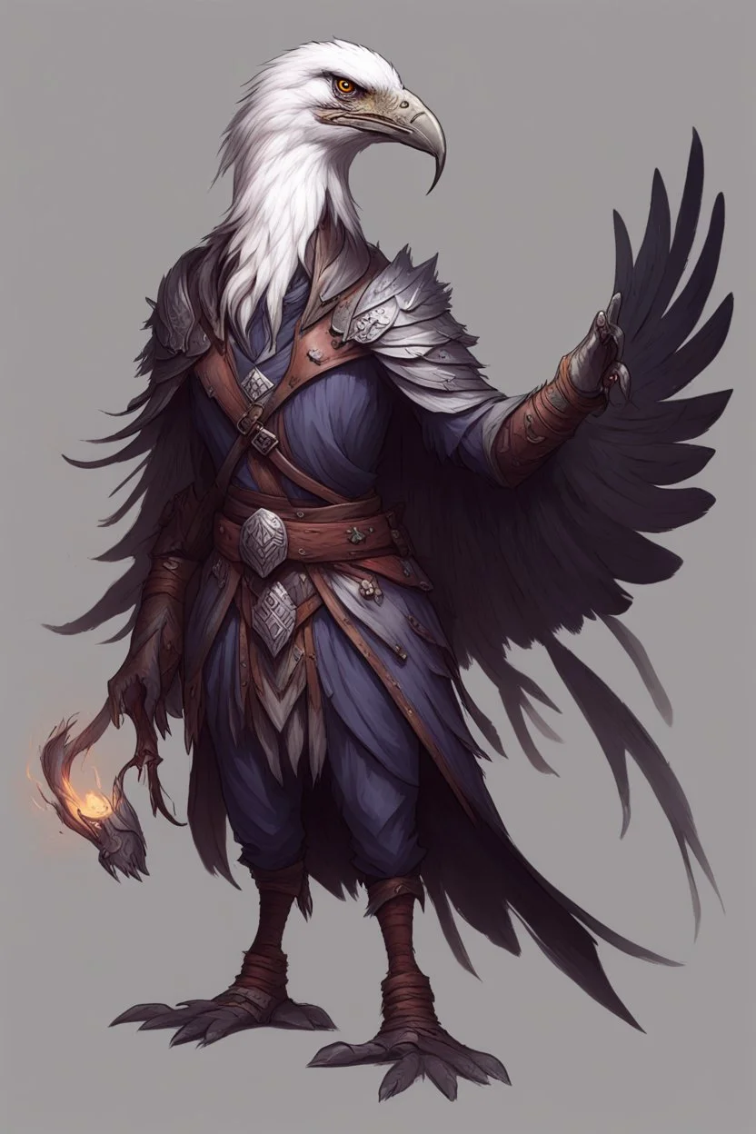 dnd Aarakocra with long hair warlock