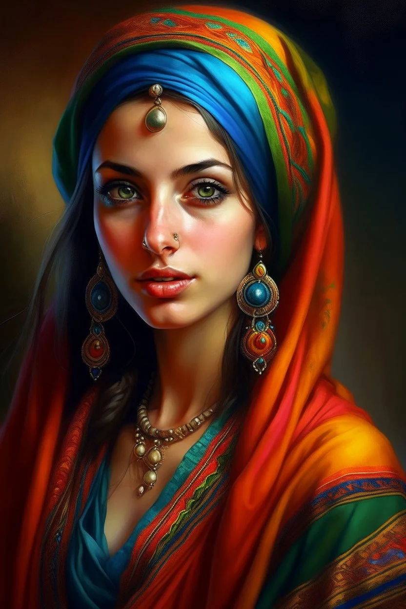 oriental arabic woman portret neoclassism colorfull