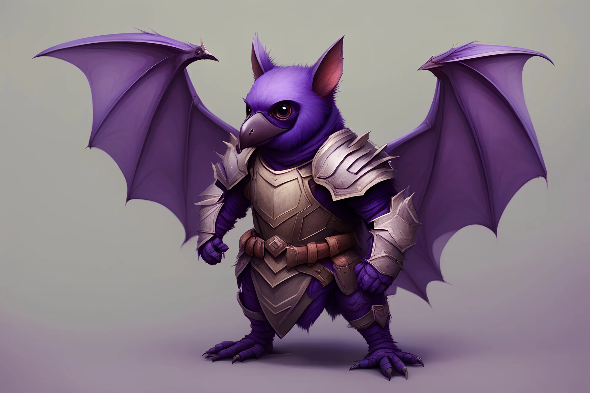 Purple Fruitbat wearing armour