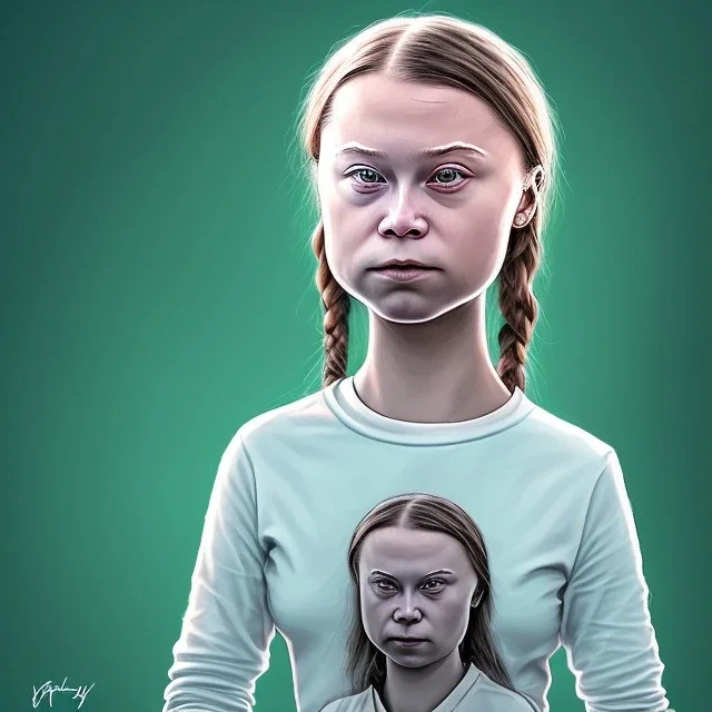 portrait of Greta Thunberg as an alien