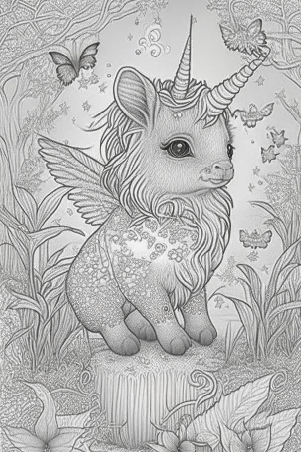 coloring book page of a magical animall