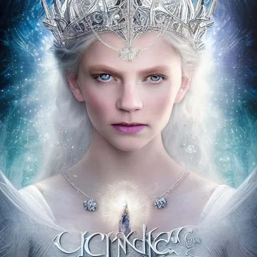 portrait of the most incredible, stunning, beautiful ice queen goddess,chronicles of narnia, white witch, intricate crystal ice crown, iridescent gown, 8k resolution, high-quality, fine-detail, elaborate, digital art, detailed matte, volumetric lighting, beautiful, illustration, brian froud, howard lyon, selina french, greg rutowski,