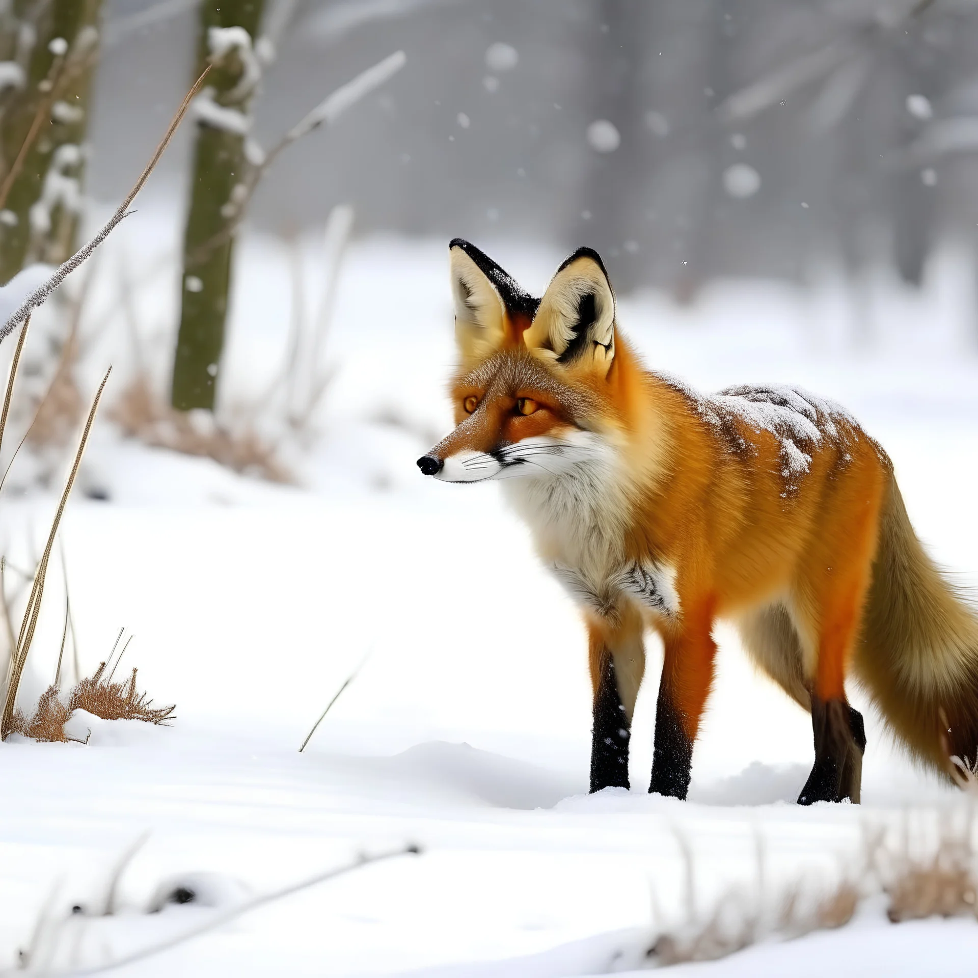 old picture of a red fox in snow