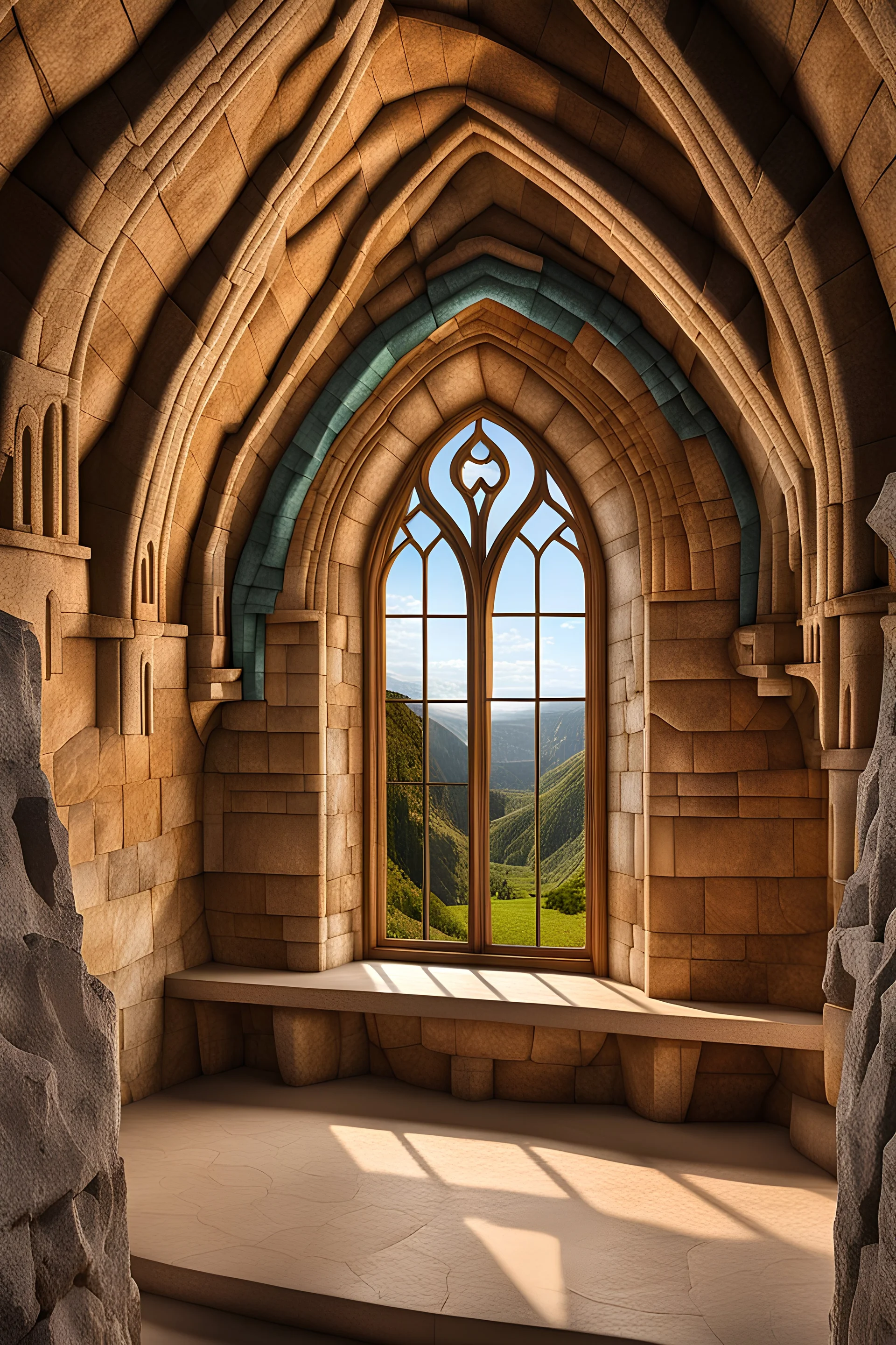 a real foto of a new gothic architecture on design of romanian massive series of natural amphitheaters carved from stone with geological crystalline structures growing in a myriad of colors across the landscape,and forming new living architectural forms most part in relief(ground) with big windows and terases,16k,sharp detailes, trending on artstation, sharp focus, studio photo, intricate details, highly detailed,