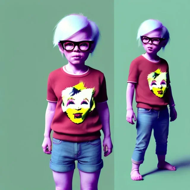 Andy warhol toddler, full body, bokeh, dramatic lighting, hyper realistic