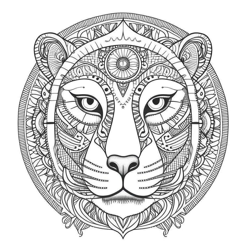 amazing animals, each animal art has an imaginary one animal, Strange, imaginative, mandala coloring sheet, full view, don't draw repeated image again, realistic, only draw lines, coloring book, clean line art, –no sketch, color, –ar 3:4, white background, minimalistic black lines, minimal black color, low level black colors, coloring page, avoid thick black colors, thin black line art, avoid colors, perfect shape, perfect clear lines,