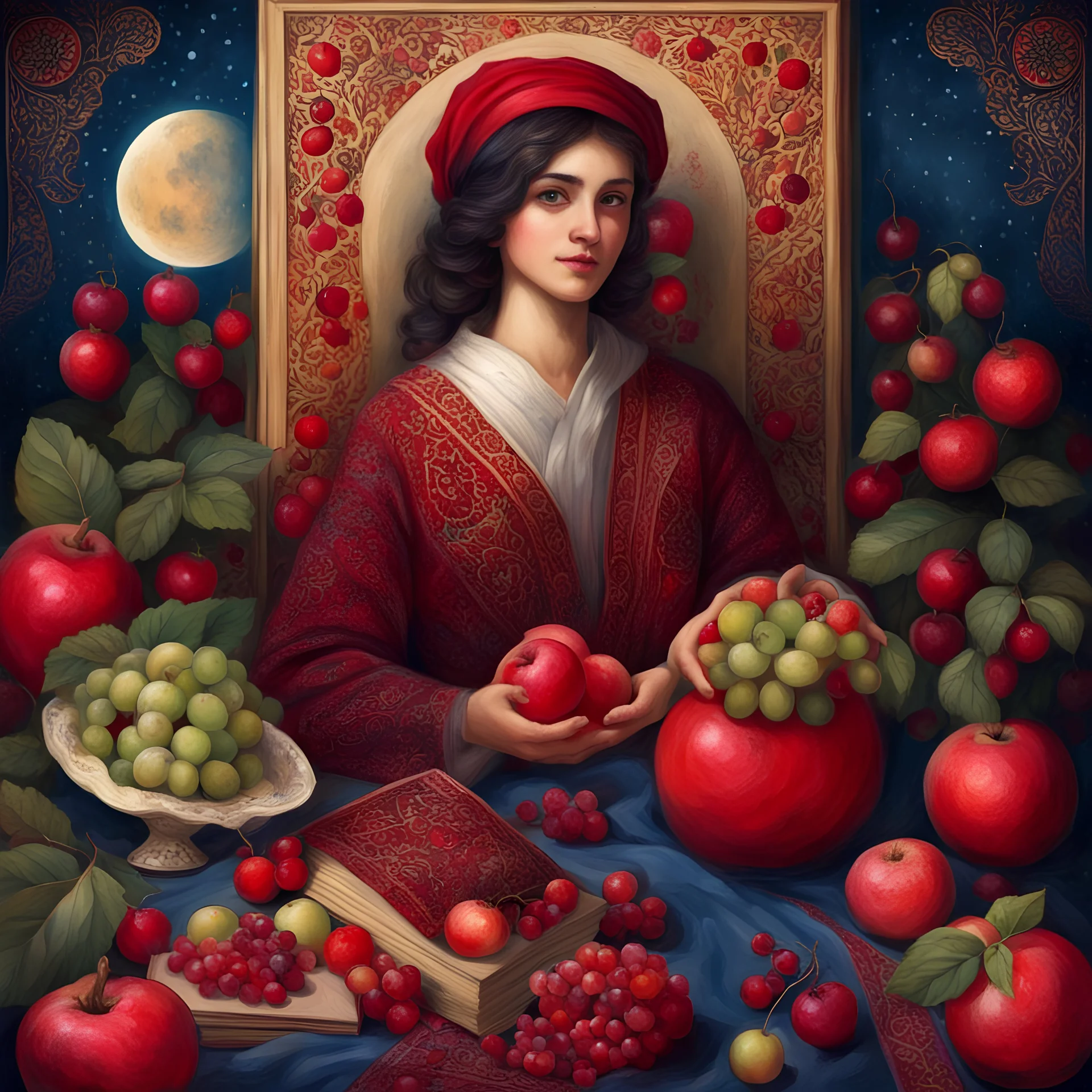 yalda night ,add hafez book, and winter fruits