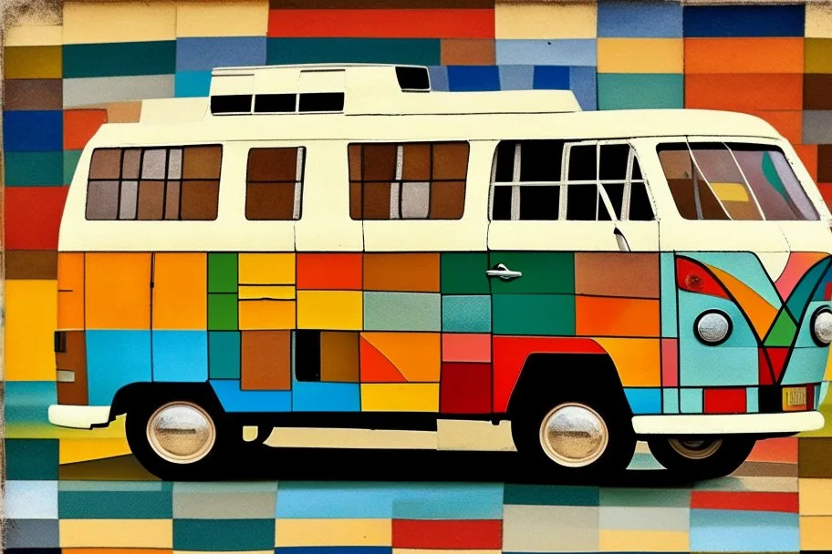 Campervan in thestyle of paul klee