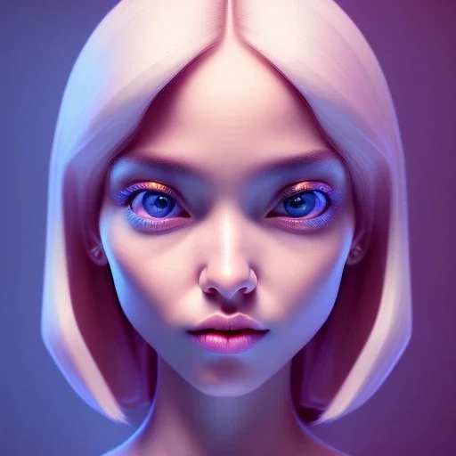 symmetrical isometric clean art of super cute cute girl, big eyes, full wet lips, soft lighting, soft shadows, soft pastel gradients, high definition, 3d icon clay render, blender 3d, studio lighting, god rays, octane render, unreal engine 5, low poly