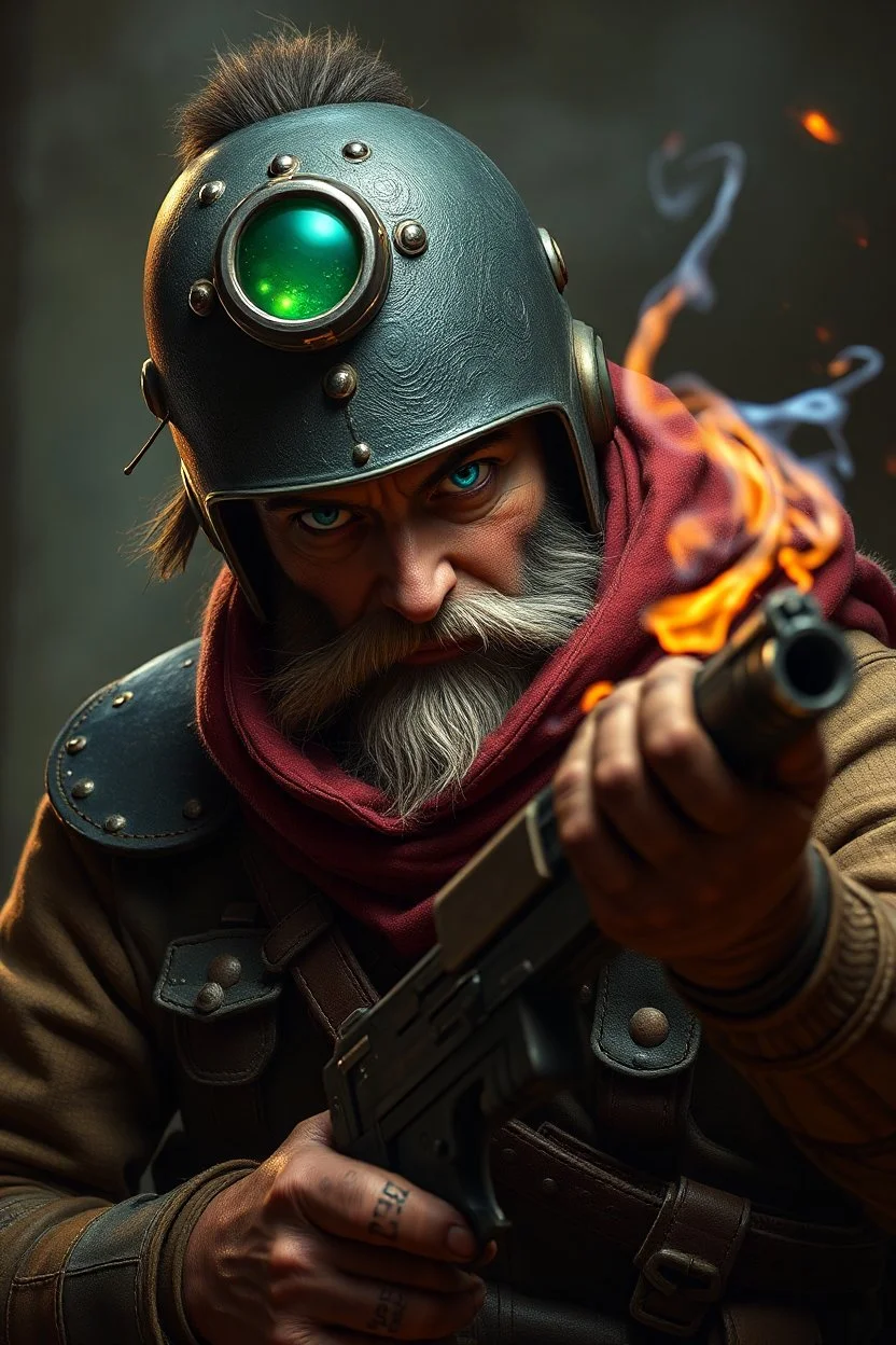 photorealistic alchemist artificer junkie mercenary fighting