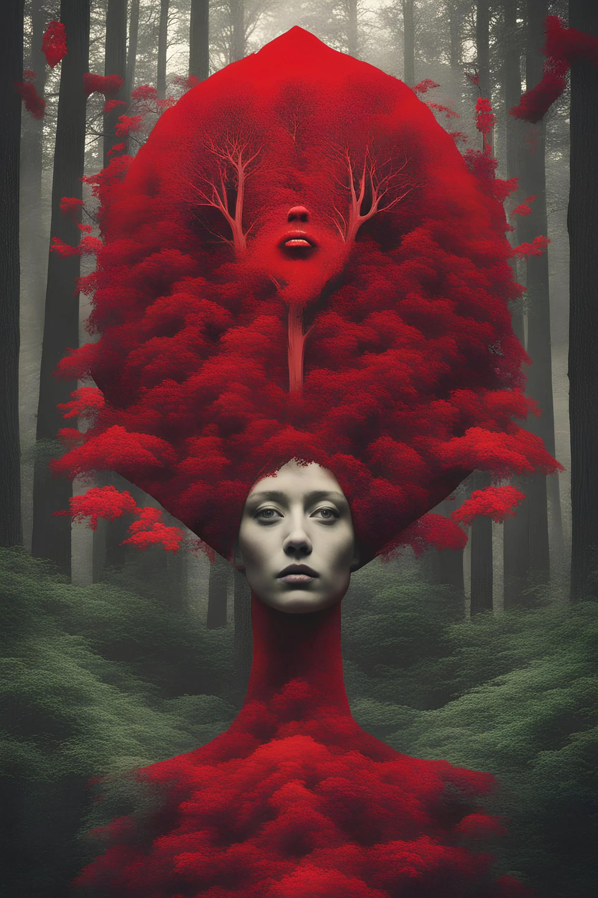 cultivate collage red surreal esoteric inforest