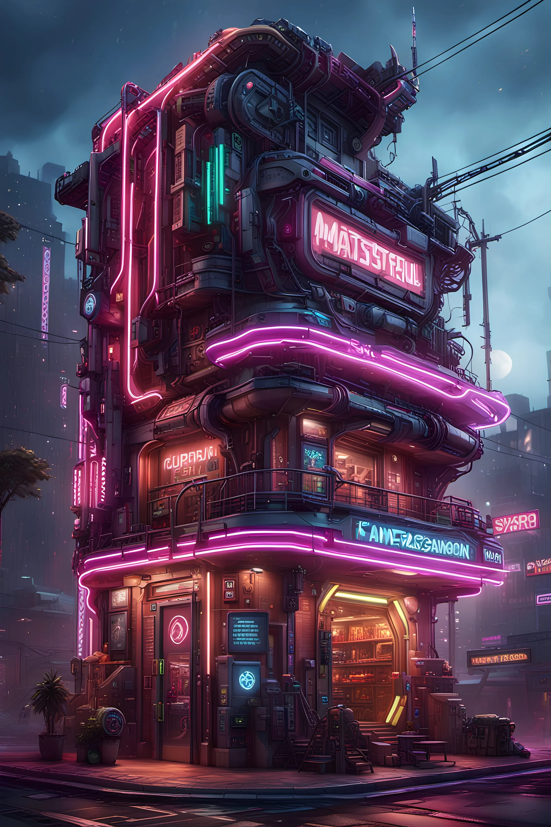Expressively detailed and intricate 3d rendering of a hyperrealistic : cyberpunk, neon light, dystopian, side view, symetric, artstation: award-winning: professional portrait: fantastical: clarity: 16k: ultra quality: striking: brilliance: amazing depth: masterfully crafted.