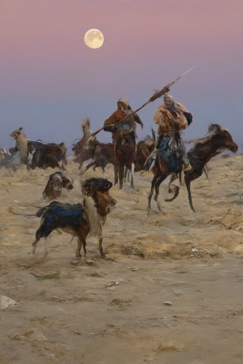 scavengers looking for the remaining carcusses , full moon sppoky