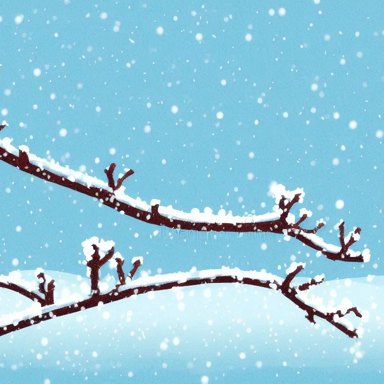 Branch ate in the snow illustration