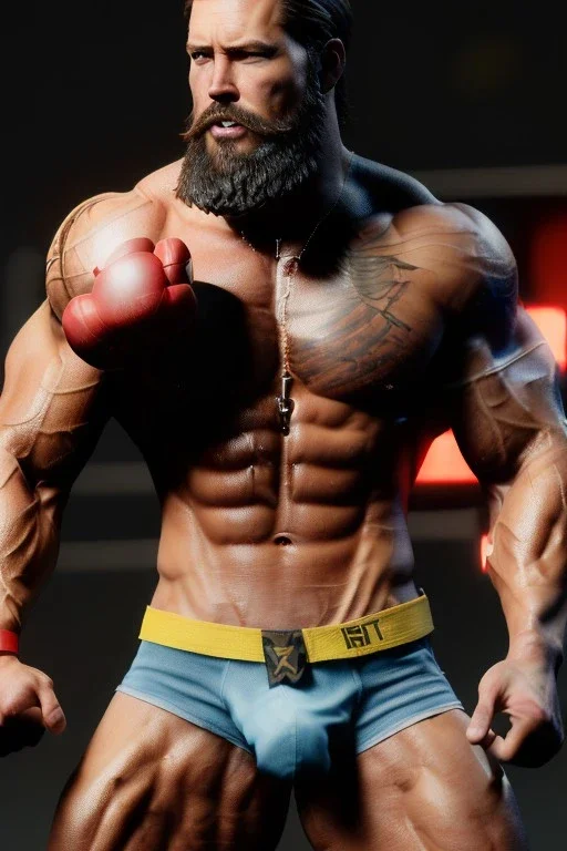 Ignore NSFW, teenager young rugged attractive slightly muscular fantastic handsome man, red briefs with yellow belt, hairy chest, (((visibly pisssing))) briefs, large erect visible boner peniss, photorealistic, artist Jay Anacleto, soft lighting, scruffy beard