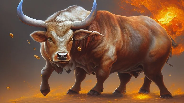 dangerous bull oil painting