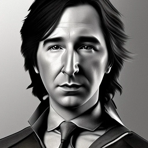 high-quality, fine-detail close-up pen and pencil sketch of young alan Rickman as Severus Snape, portrait, 8k resolution, intricate, digital art, detailed matte painting, photorealistic, volumetric lighting, Rafael Augusto, Juan Francisco Casas, Anne Dittman, Anne Stokes, greg rutowski