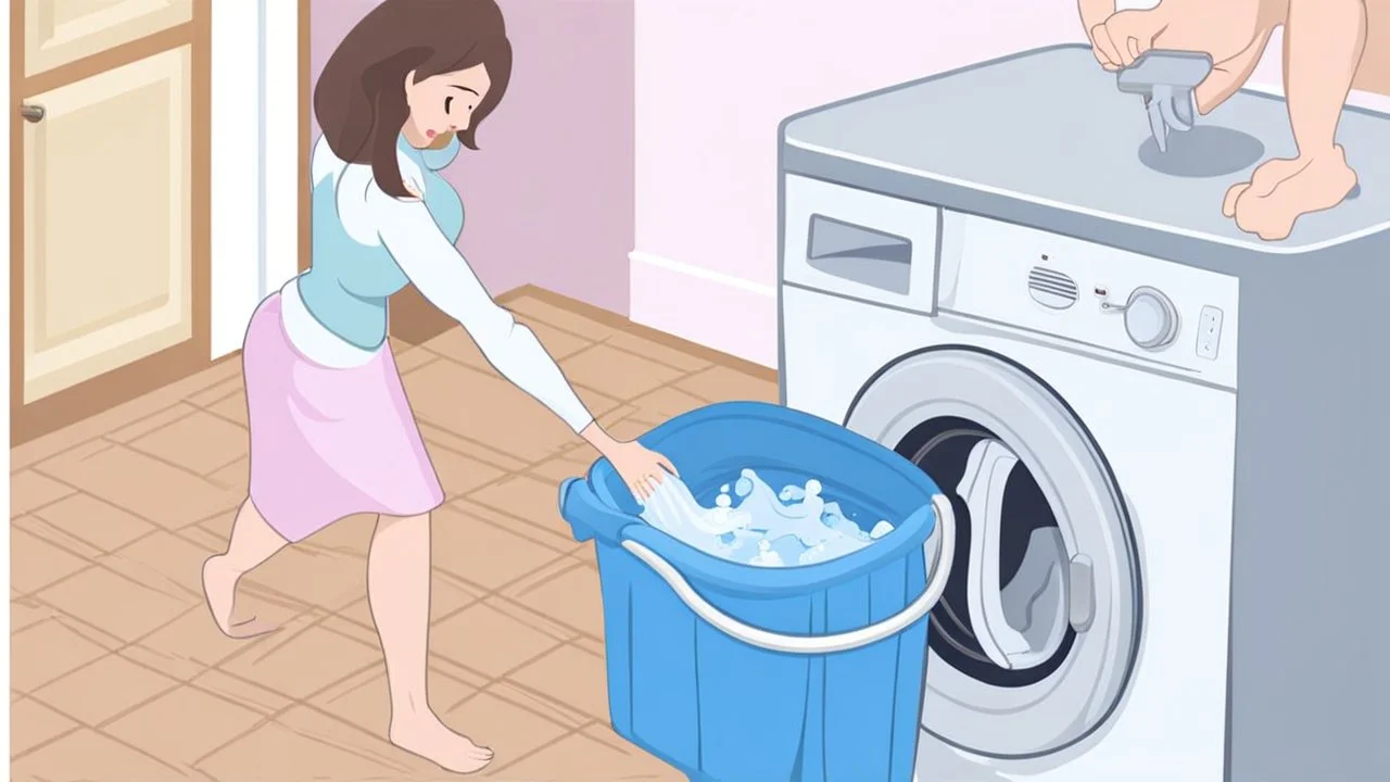 couple drains water from household washing machine