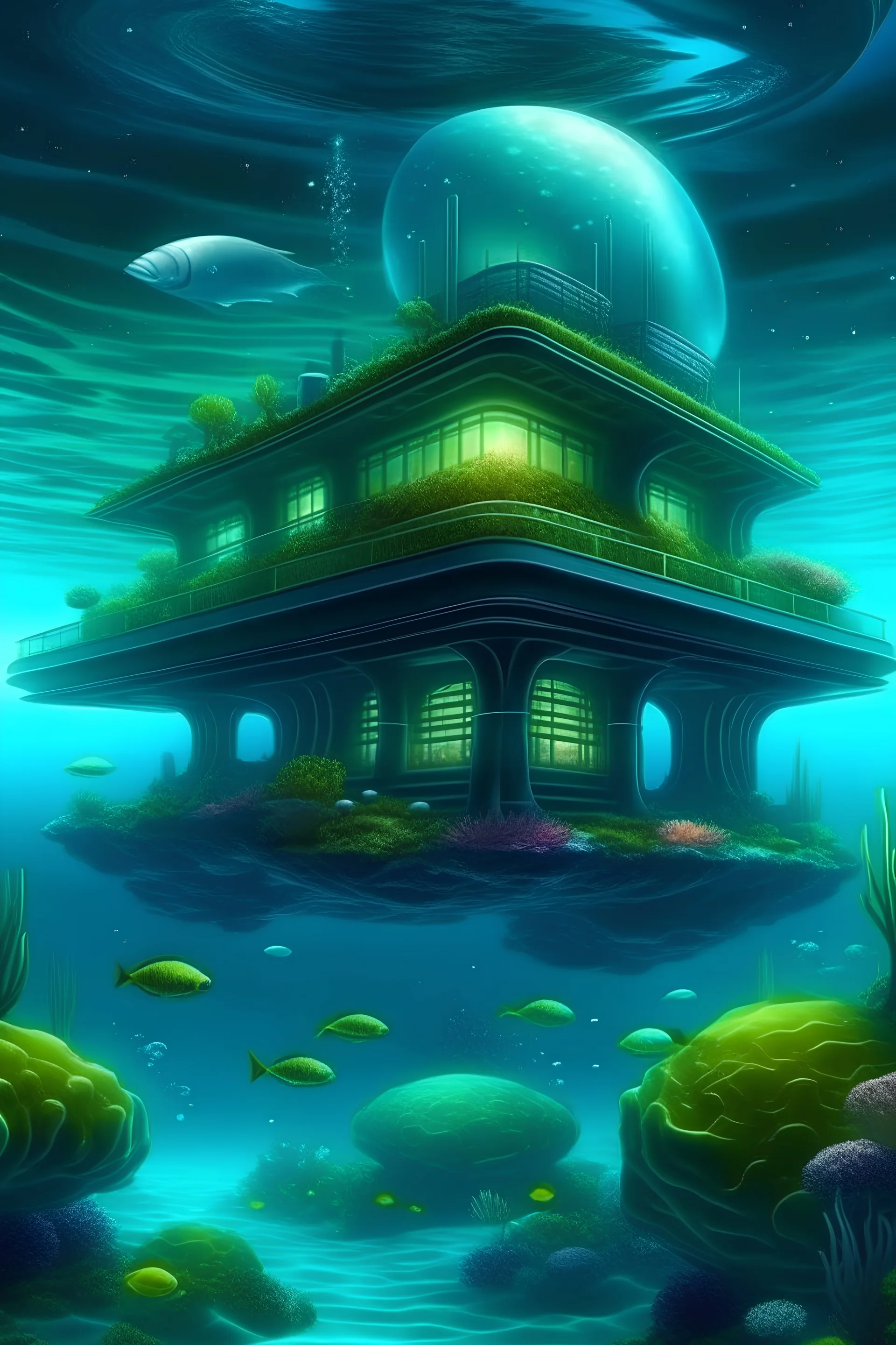underwater mobile mansion on a holographic battleground in an extraterrestrial metropolis