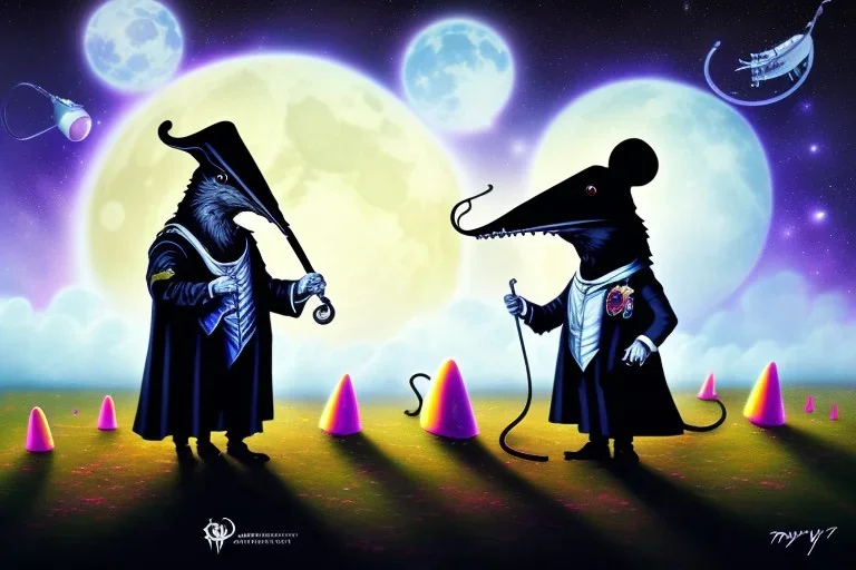 A Plague Doctor and a Mouse expand their minds with psychedelic mushrooms whilst running on the moon, by Dreamworks