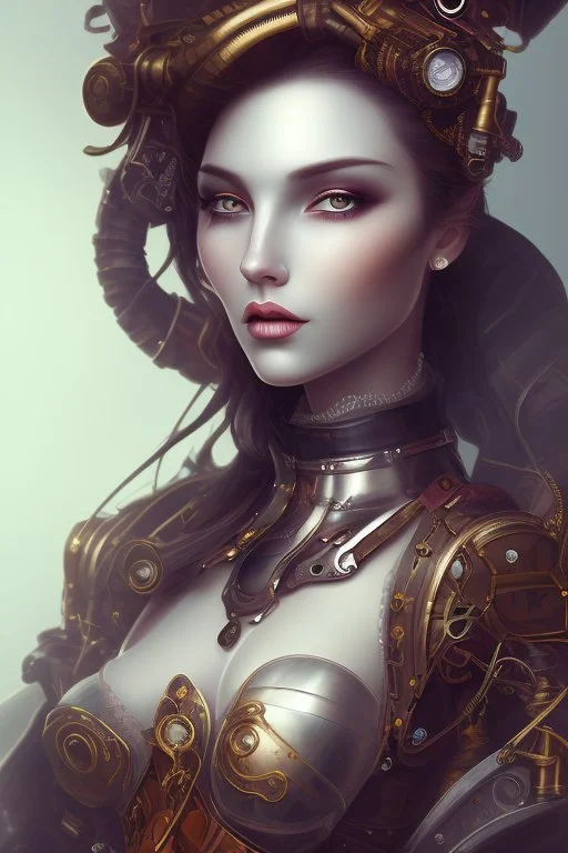 portrait of a steampunk lady on a white background