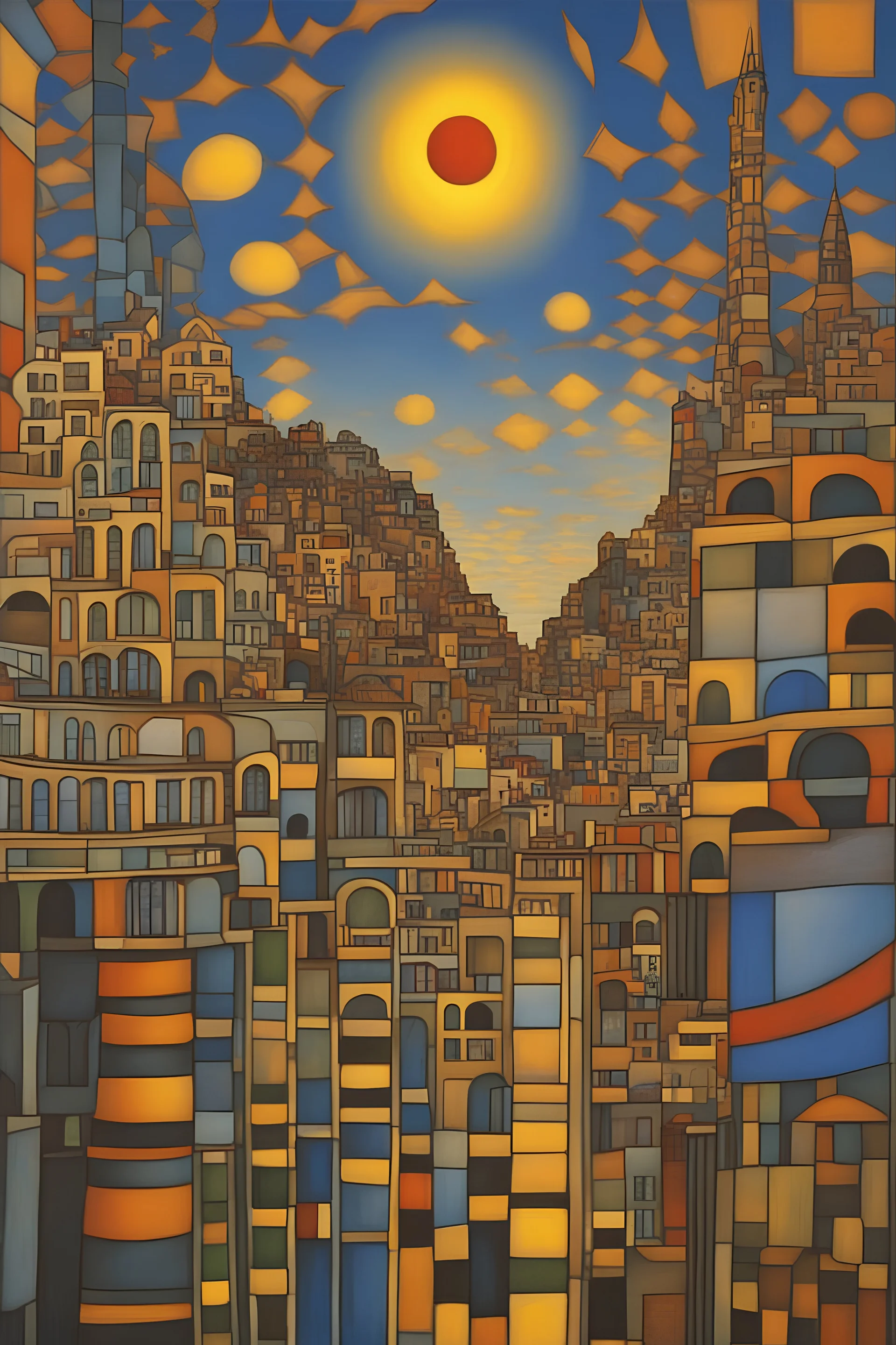 What I'm watching is watching itself; Hundertwasser; M. C. Escher; Golden Hour