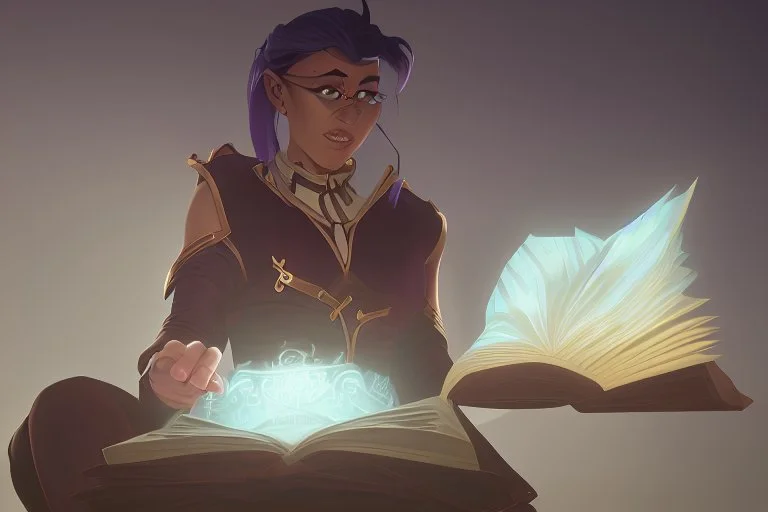 Floating magical book being held by magic